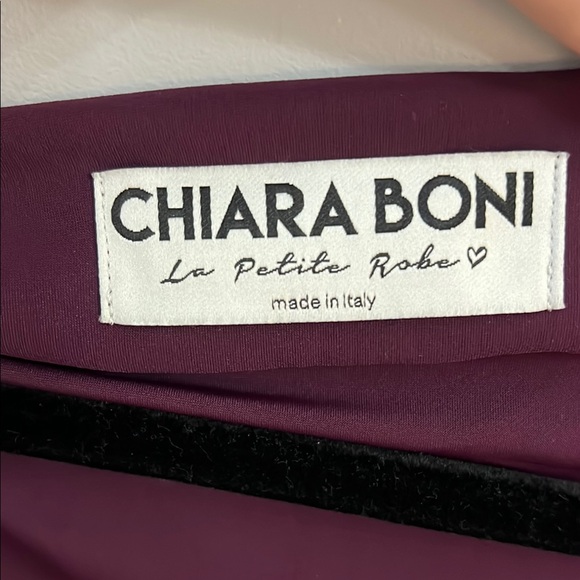 Purple Midi Sheath Dress with 3/4 Sleeves and Asymmetrical Neckline for Cocktail - Picture 2 of 5